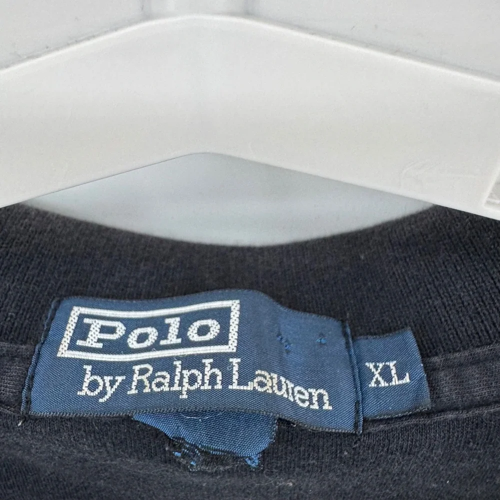 VTG Polo Ralph Lauren Mens XL Black Short Sleeve Polo Shirt Red Pony Logo Cotton